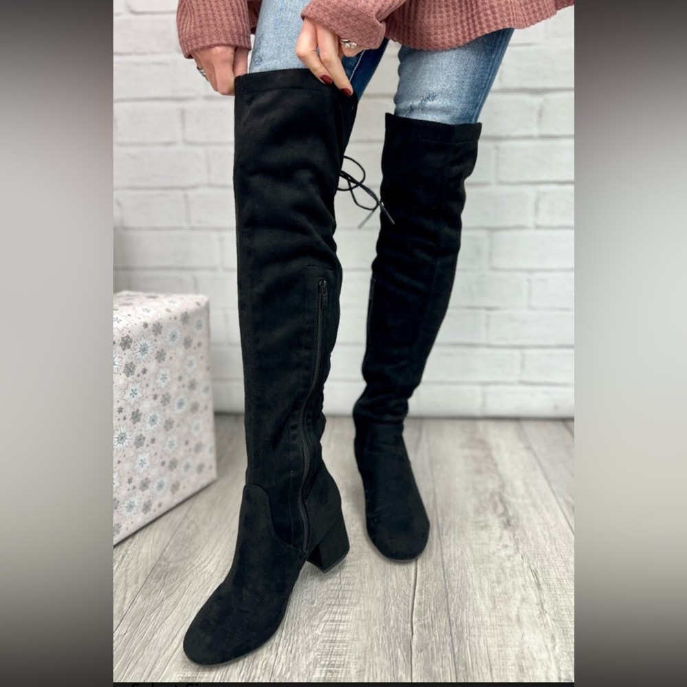 Lucy heeled over the knee boots, black 10